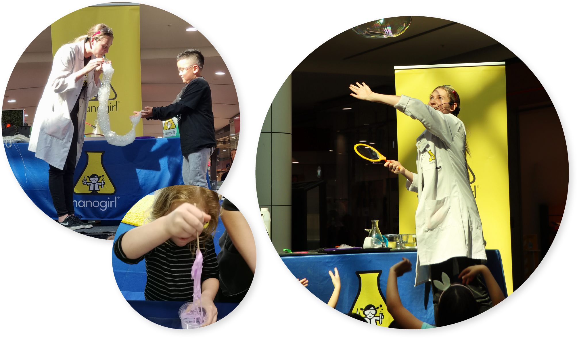 Science performances in malls, event spaces after school clubs